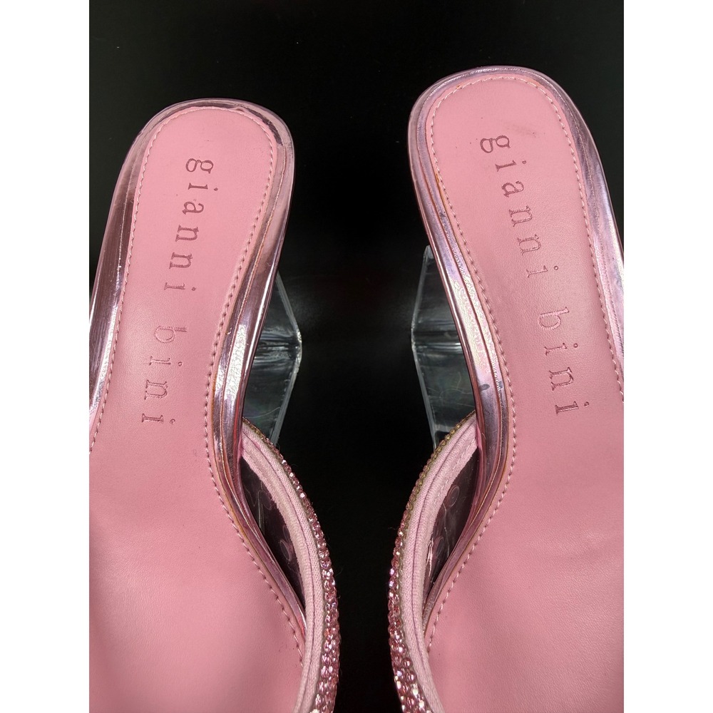Gianni Bini Pink Rhinestone Bow Mules Pointed Toe Kitten Heel Slides 6M - Picture 4 of 9